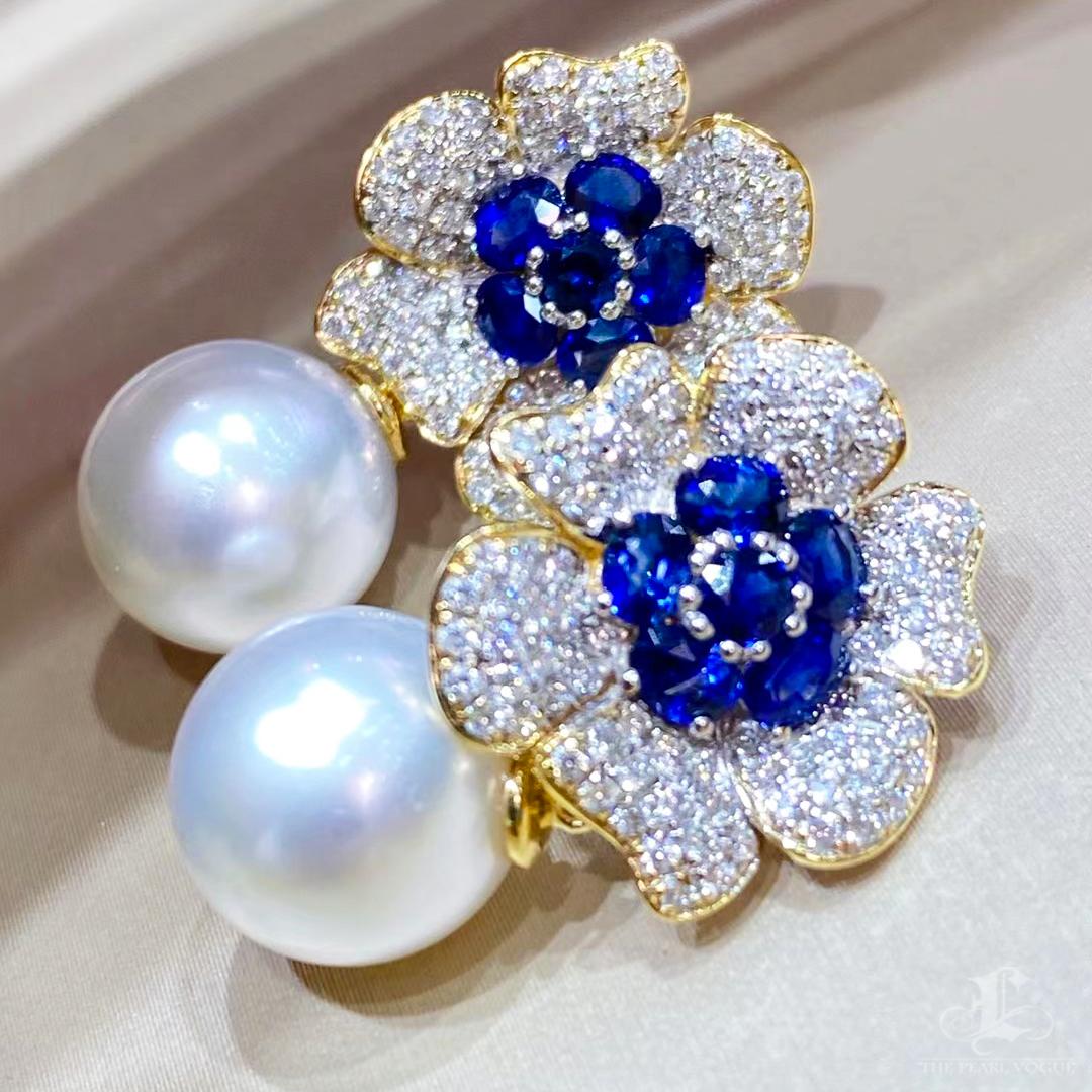 【Vine Symphony】Celestial Blossom Convertible South Sea Pearl Earrings For Sale 2