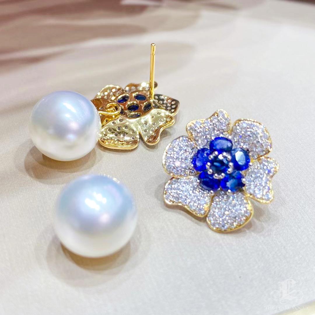 【Vine Symphony】Celestial Blossom Convertible South Sea Pearl Earrings For Sale 3