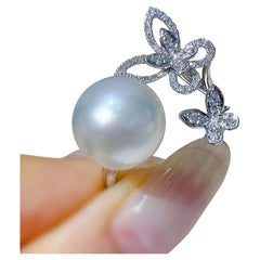 【Vine Symphony】Celestial Butterfly Aurora South Sea Pearl & Diamond Ring