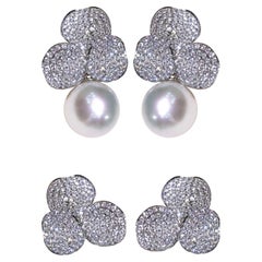 【Vine Symphony】Convertible Aurora Bloom Boucles d'oreilles diamant Perle de mer du Sud