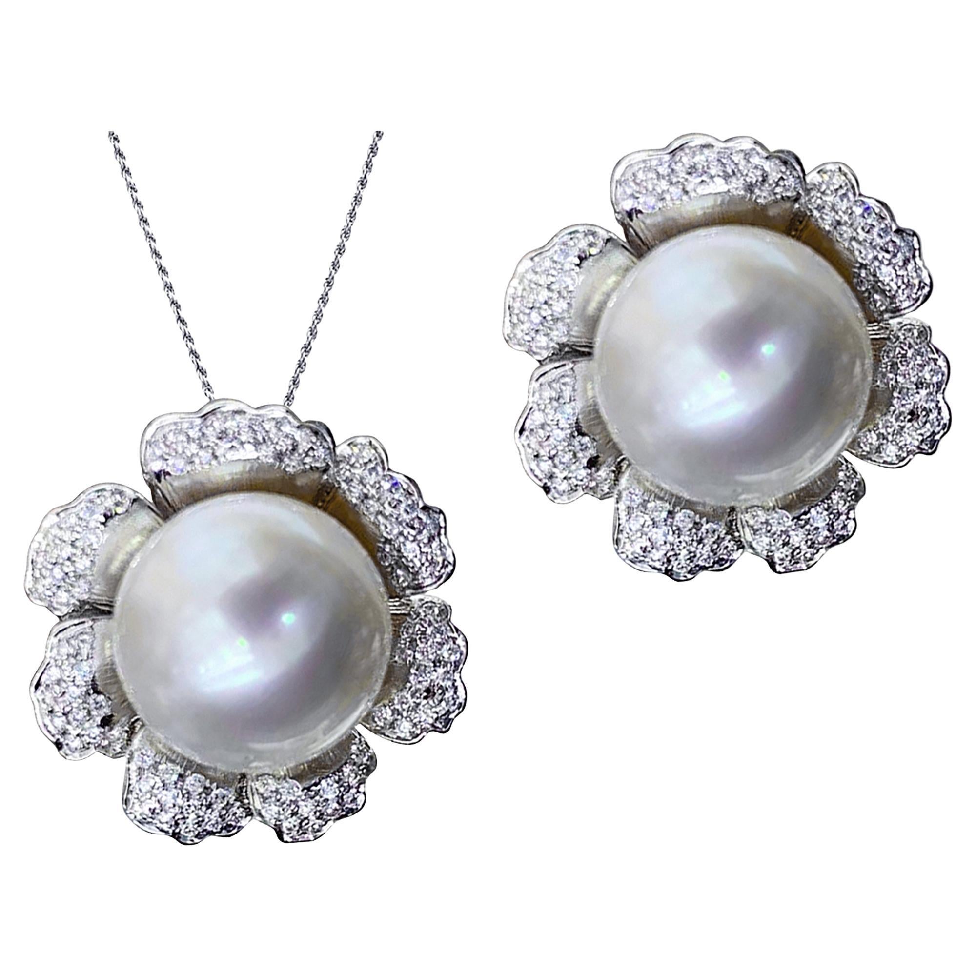 【Vine Symphony】Convertible Blossom South Sea Pearl Diamond Statement Jewelry en venta