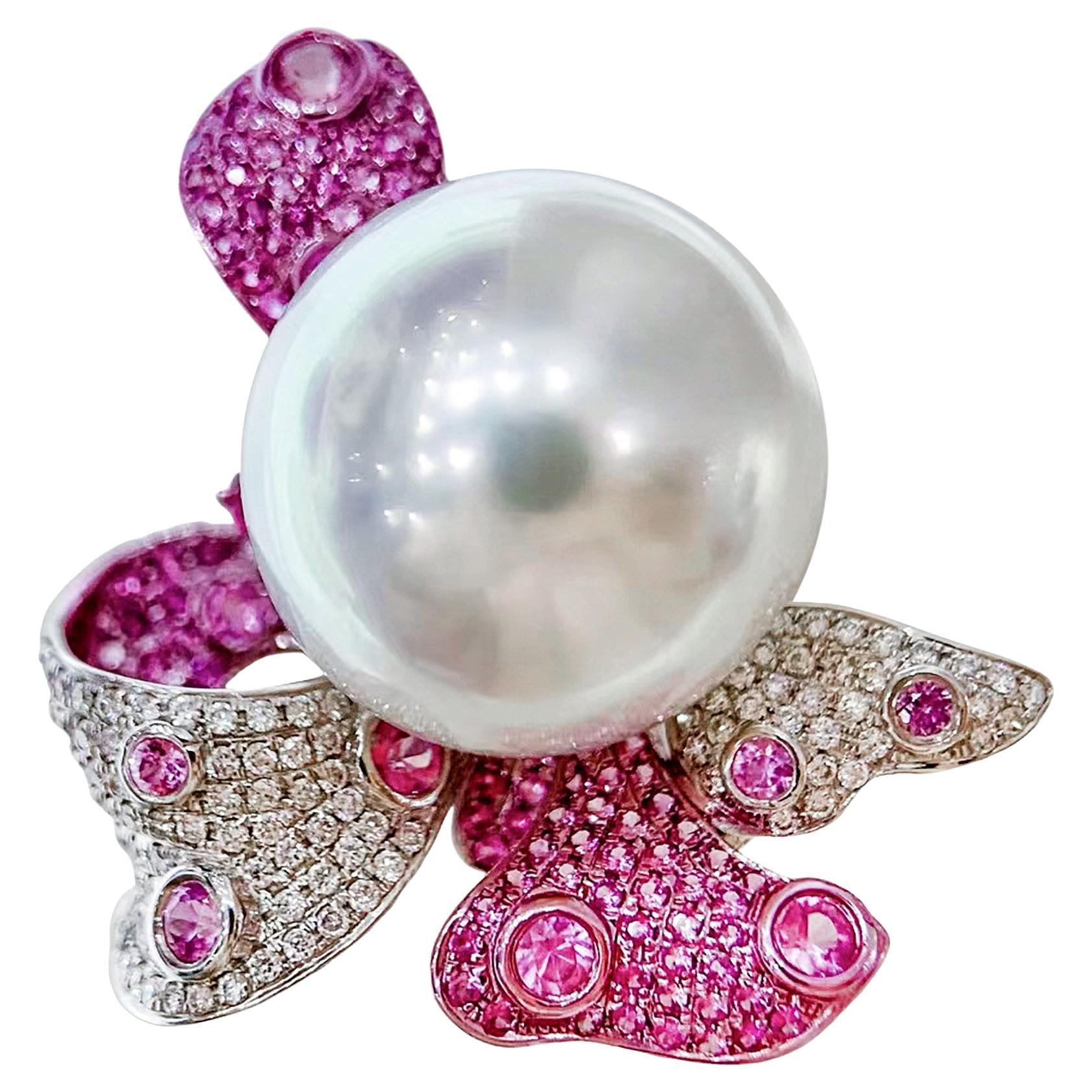 【Vine Symphony】Convertible Blossom Trio Südsee Perle Saphir Diamantschmuck