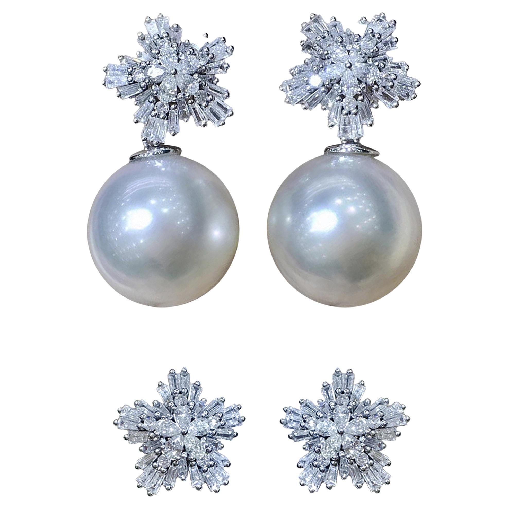 【Vine Symphony】Convertible Radiant Snowburst AAAA South Sea Pearl Gala Earrings