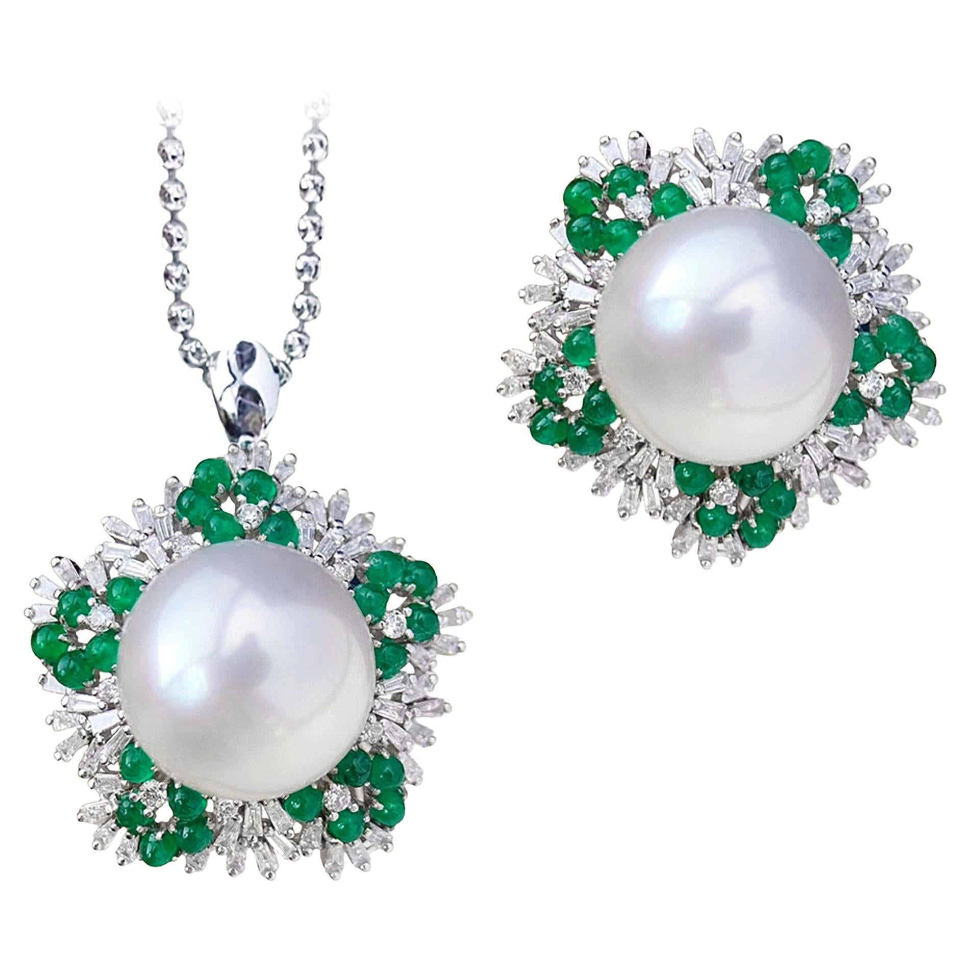 【Vine Symphony】Convertible Couronne Verdante Aurora Pendentif Anneau Perle de Mer du Sud