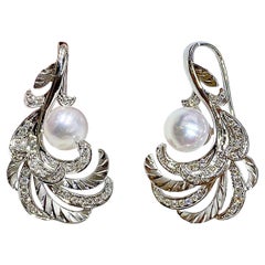 【Vine Symphony】Feathered Grace - Aurora Akoya Pearl Statement Earrings