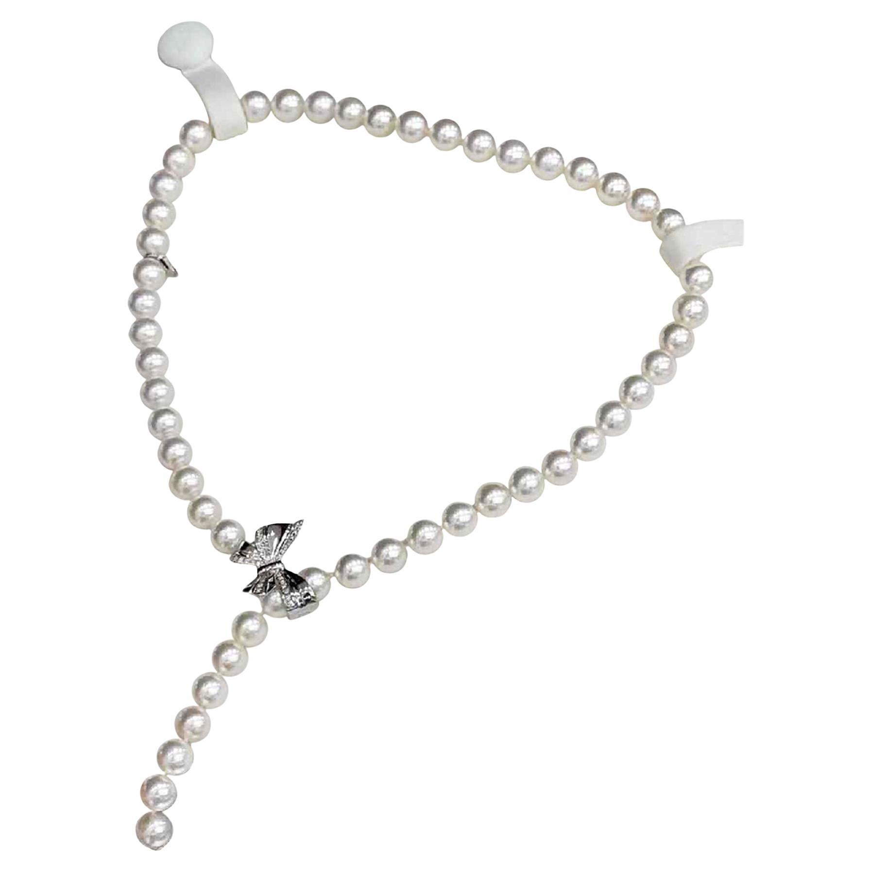 【Vine Symphony】Flutter Grace Convertible Aurora Akoya Pearl Diamond Necklace For Sale