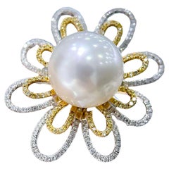 【Vine Symphony】Imperial Bloom Aurora South Sea Pearl Diamond Ring in 18K Gold