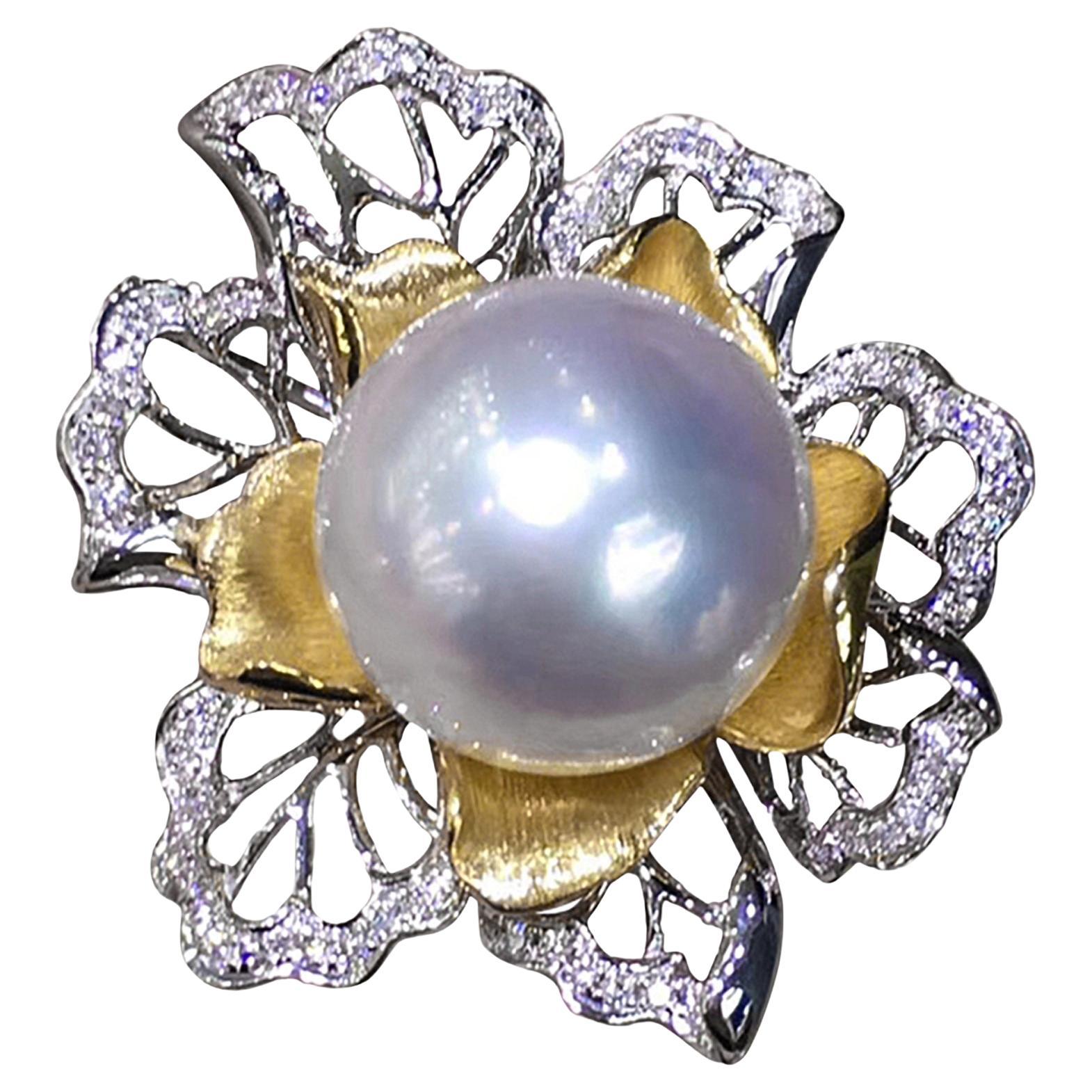 【Vine Symphony】Imperial Blossom Südsee Perle Floral Ring