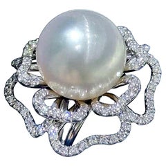 【Vine Symphony】One-of-a-Kind 15mm South Sea Pearl & Diamond Cocktail Ring
