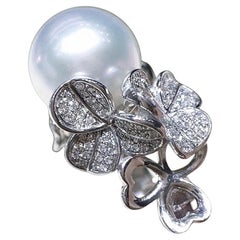 【Vine Symphony】Petal Scroll South Sea Pearl & Diamond Ring