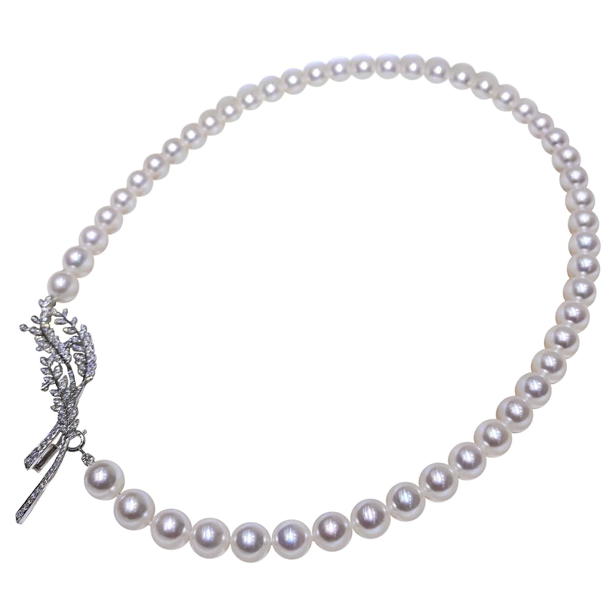 【Vine Symphony】PSL Certified Akoya Pearl Necklace with Detachable Diamond Clasp