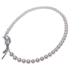 【Vine Symphony】PSL Certified Akoya Pearl Necklace with Detachable Diamond Clasp