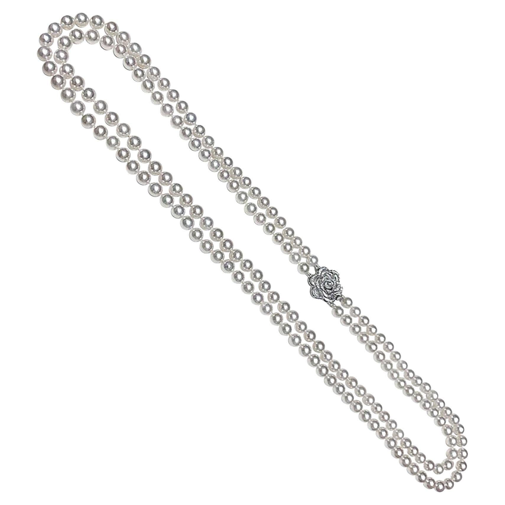 【Vine Symphony】Regency Bloom Aurora Akoya Double-Strand Necklace