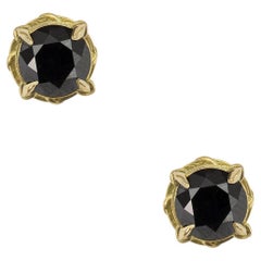 Vine & Thorn 18k Gold Brilliant-Cut 2.35 Carat Black Diamond Stud Earrings