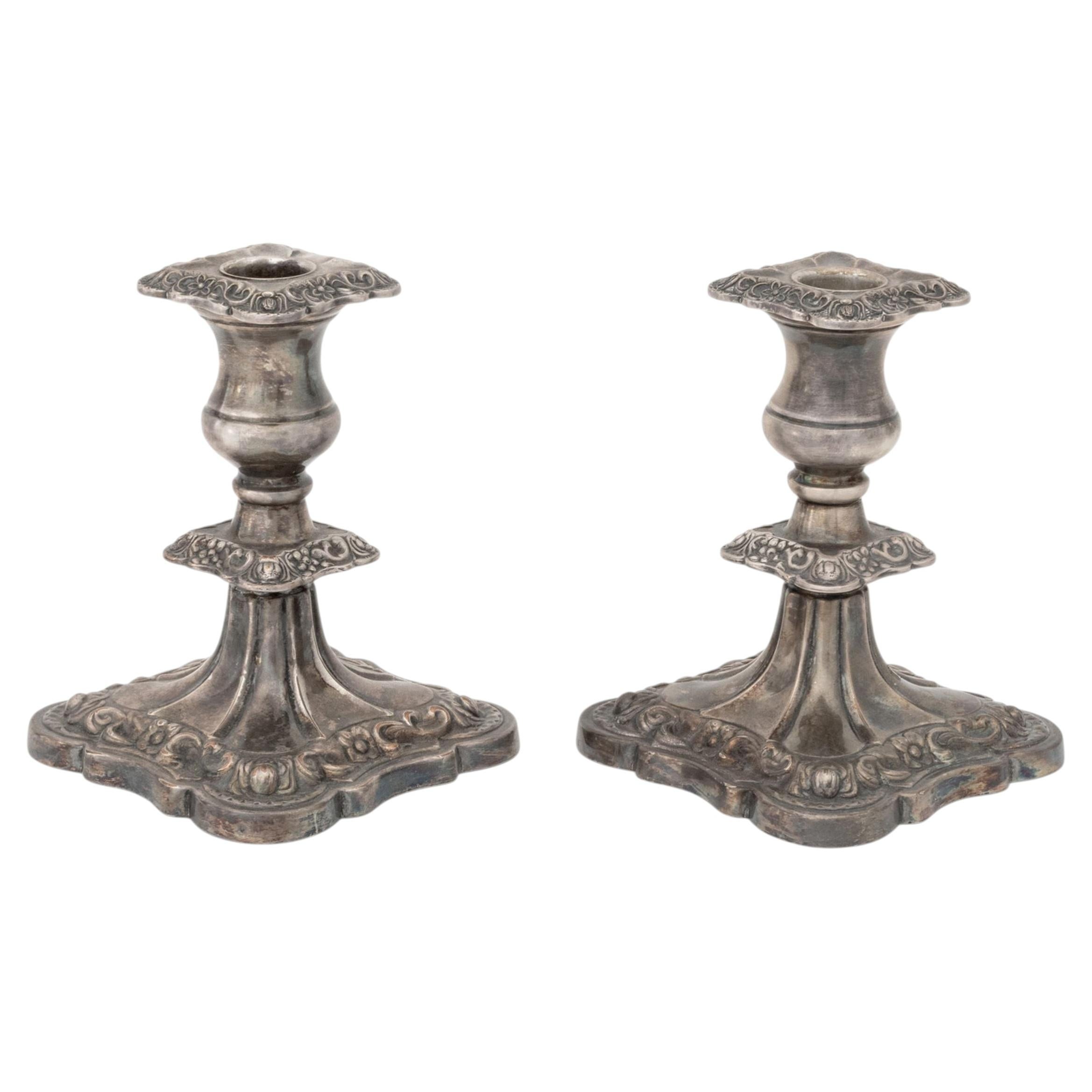 Viners of Sheffield Silverplate Candlesticks, Pair For Sale