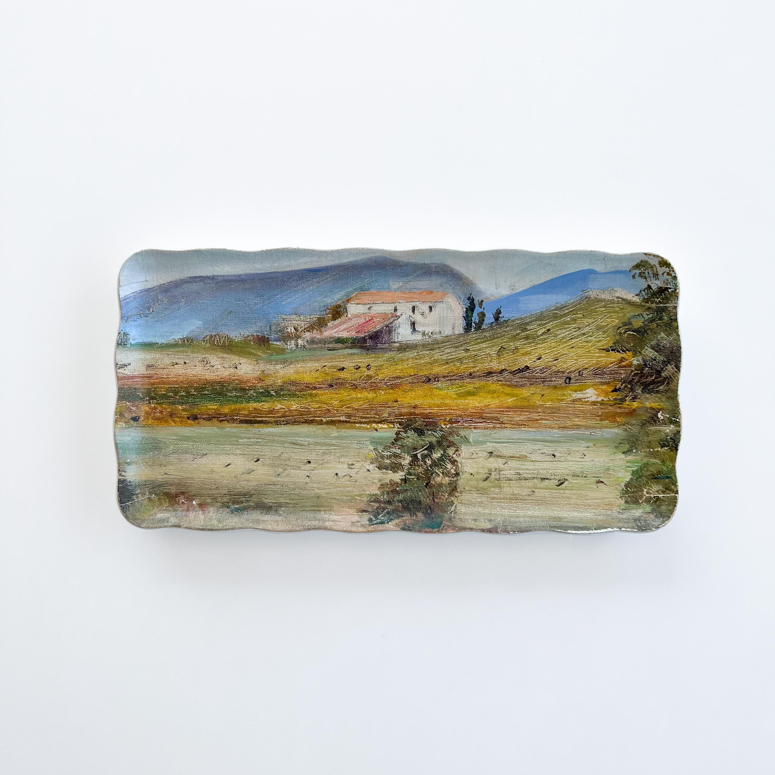 „Vineyard in Provence“ – Wandkunstkomposition aus dekorativen Tellern und Gemälden im Angebot 1