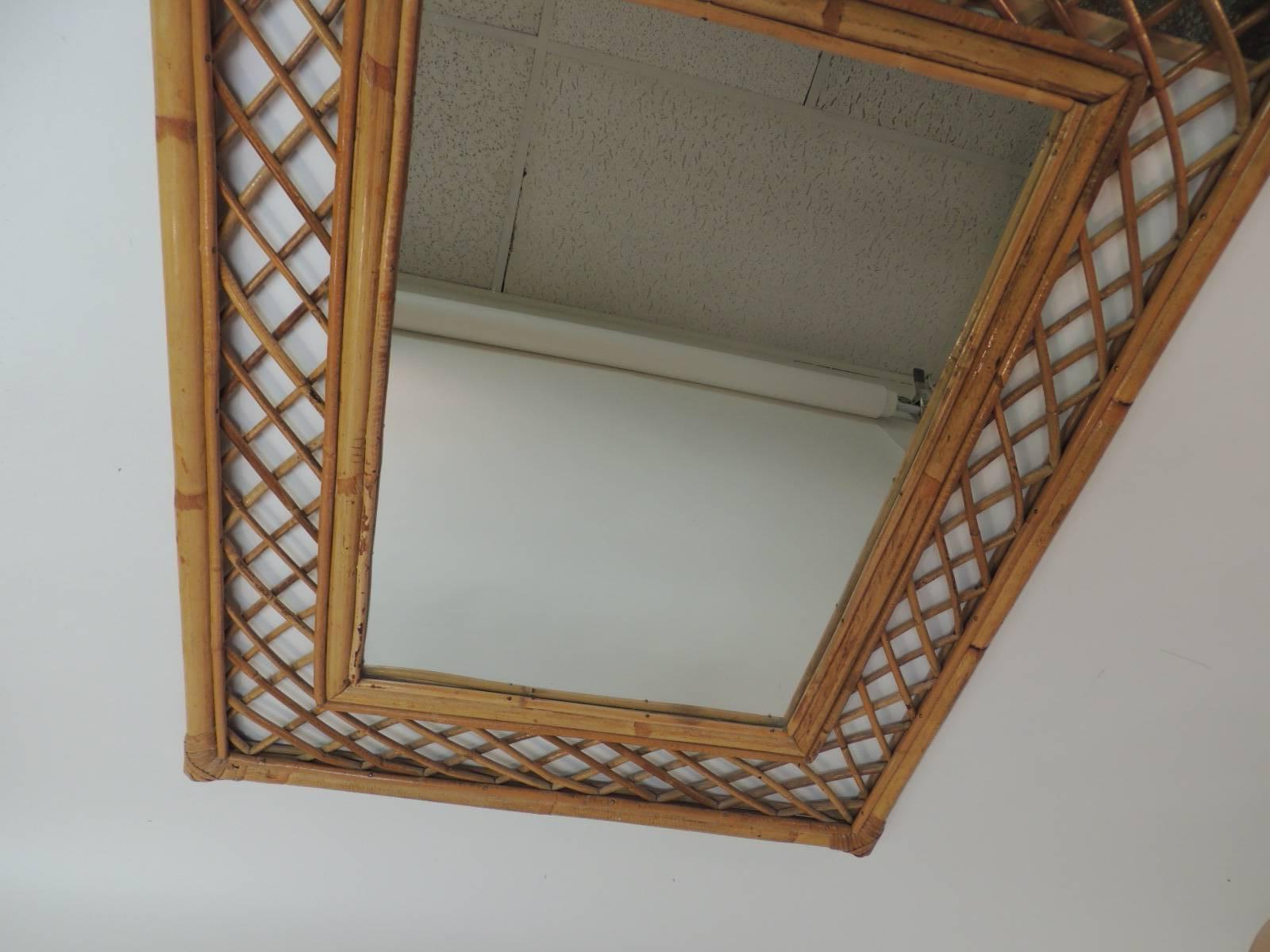 Country Vintage Woven Bamboo Mirror