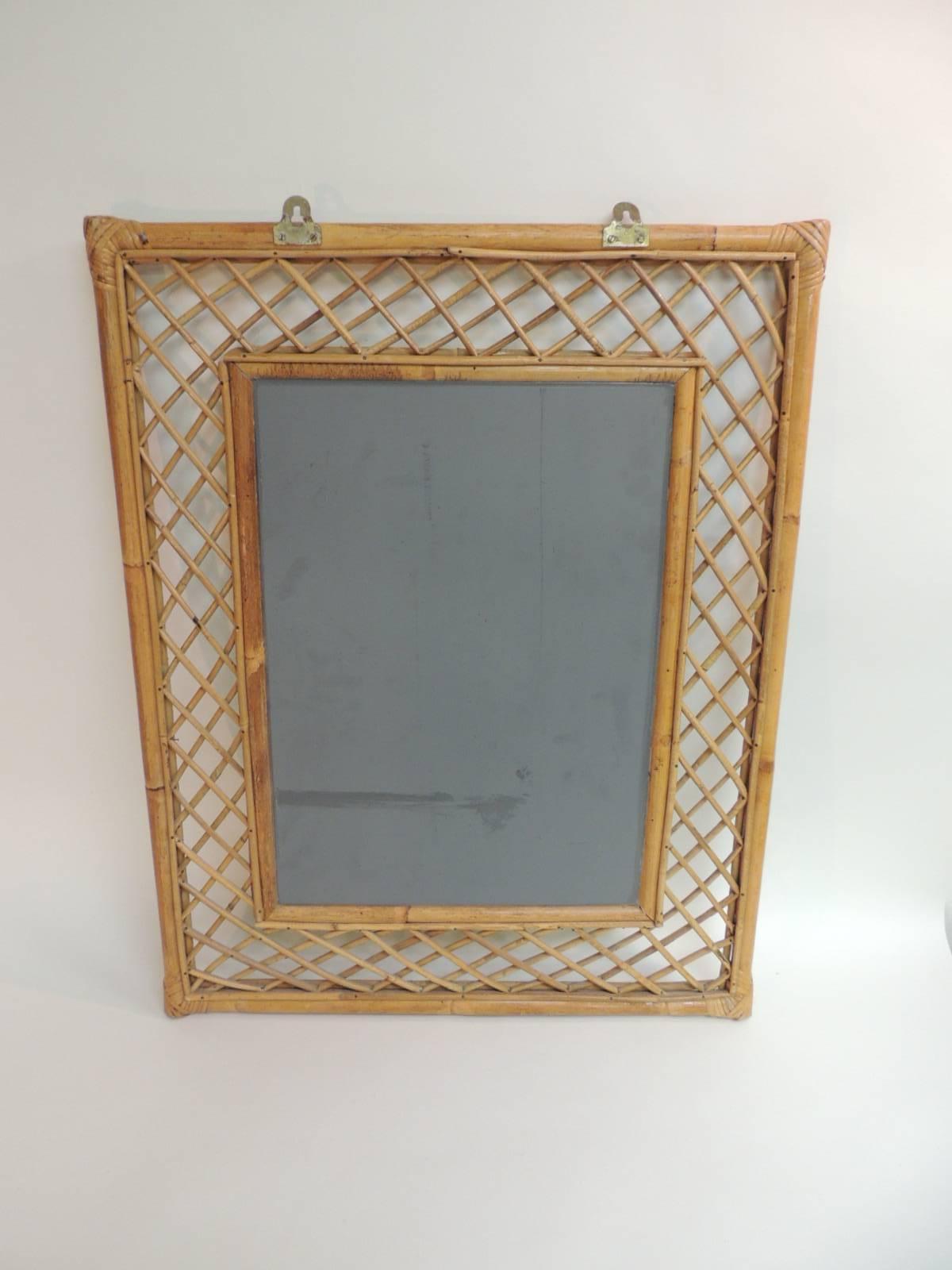 Hand-Crafted Vintage Woven Bamboo Mirror