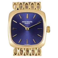 Retro Patek Philippe Ellipse Yellow Gold Blue Dial 4179 Manual Wind Watch