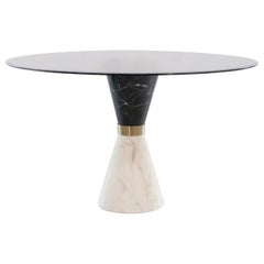 Vinicius Dining Table in Marble and Smoked Glass