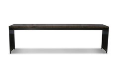 Zeitgenössischer Couchtisch aus Nussbaumholzmaserung und brüniertem Stahl von Costantini, Vinn