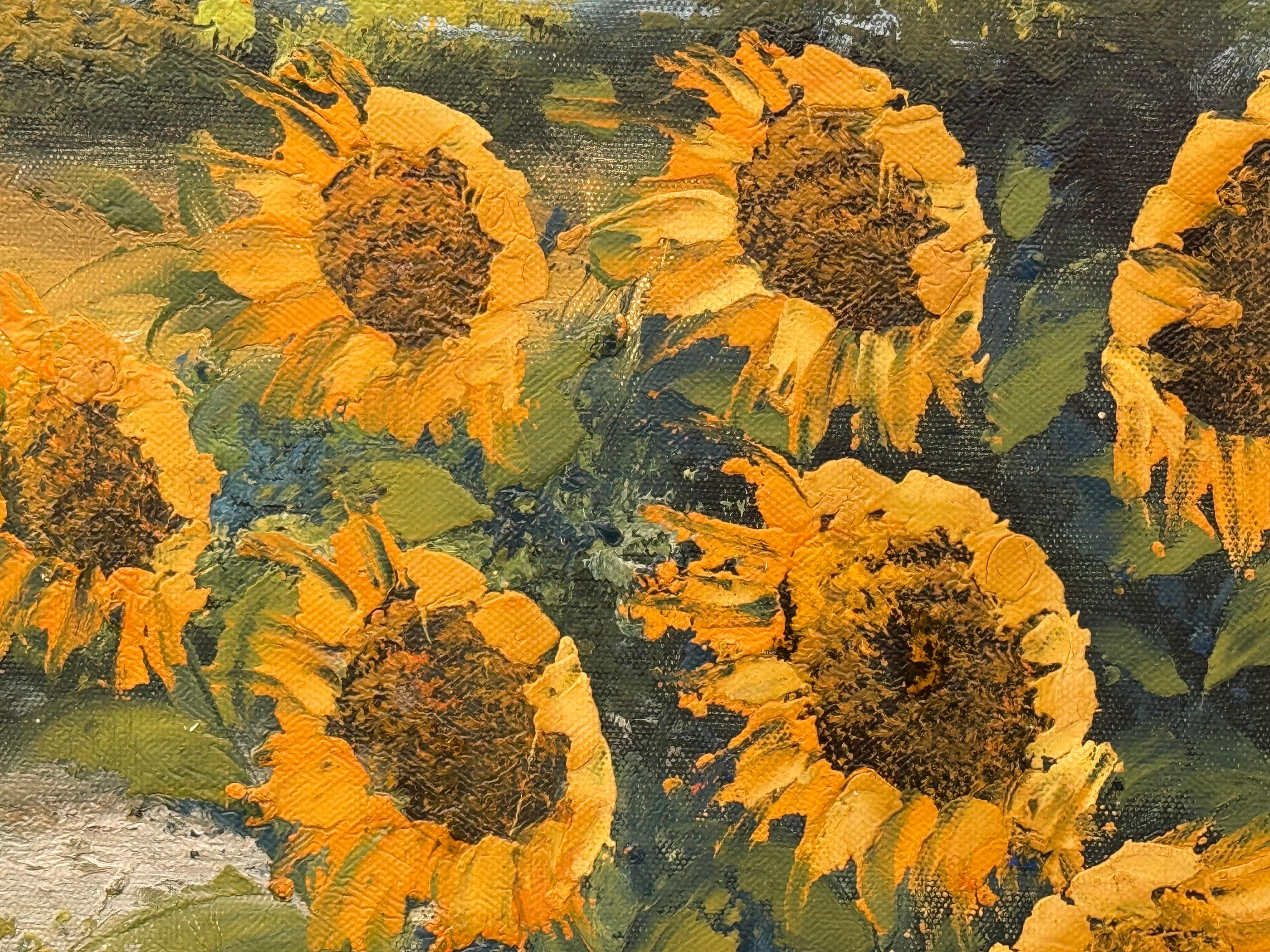Sunflowers in a Mediterranean Landscape For Sale 8