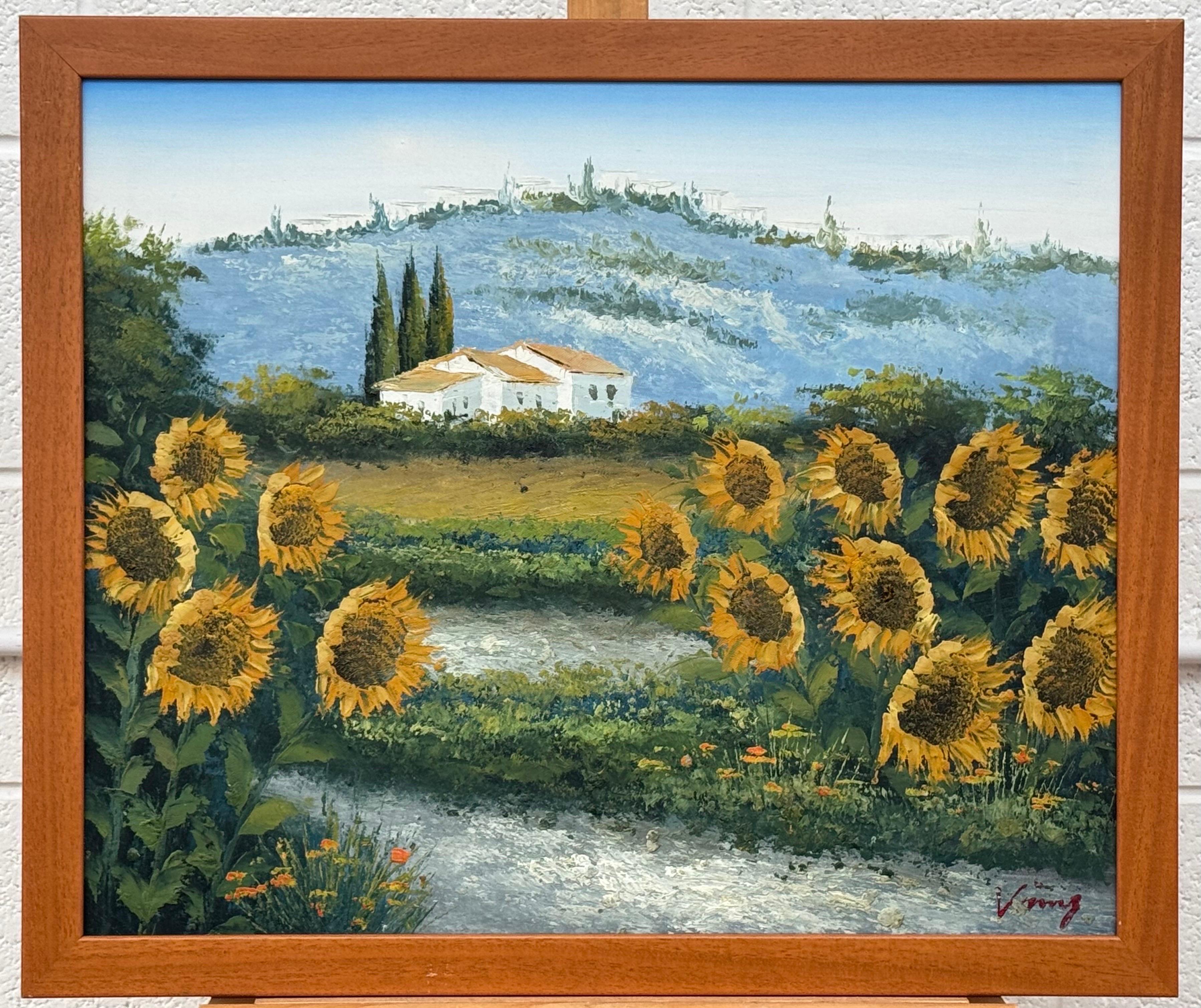 Sunflowers in a Mediterranean Landscape For Sale 9
