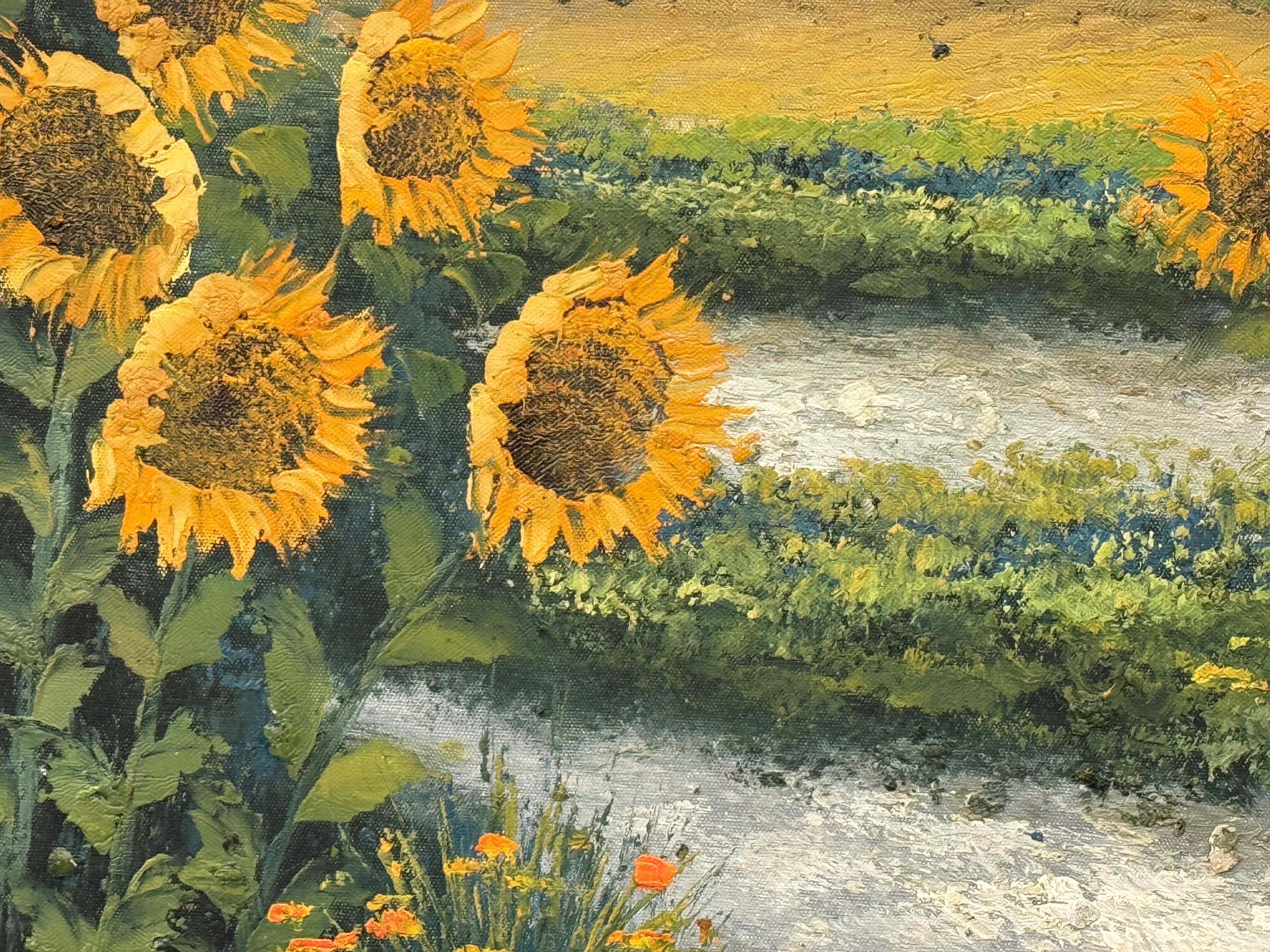 Sunflowers in a Mediterranean Landscape For Sale 4