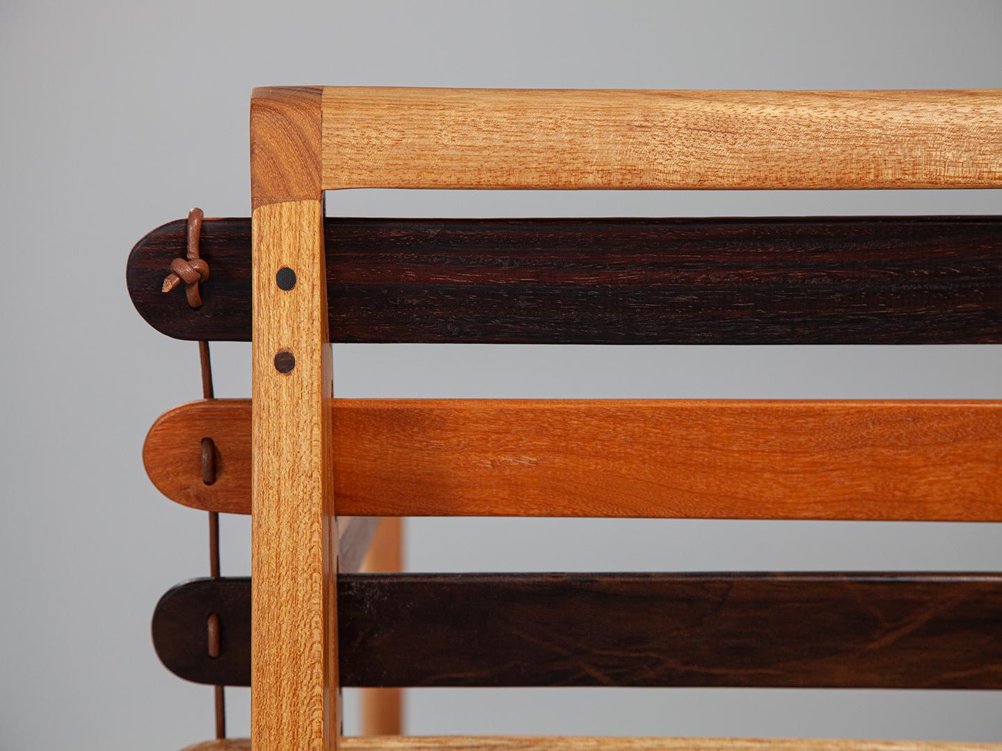 Fauteuil Variously fabriqué à partir de divers Woods brésiliens. en vente 7