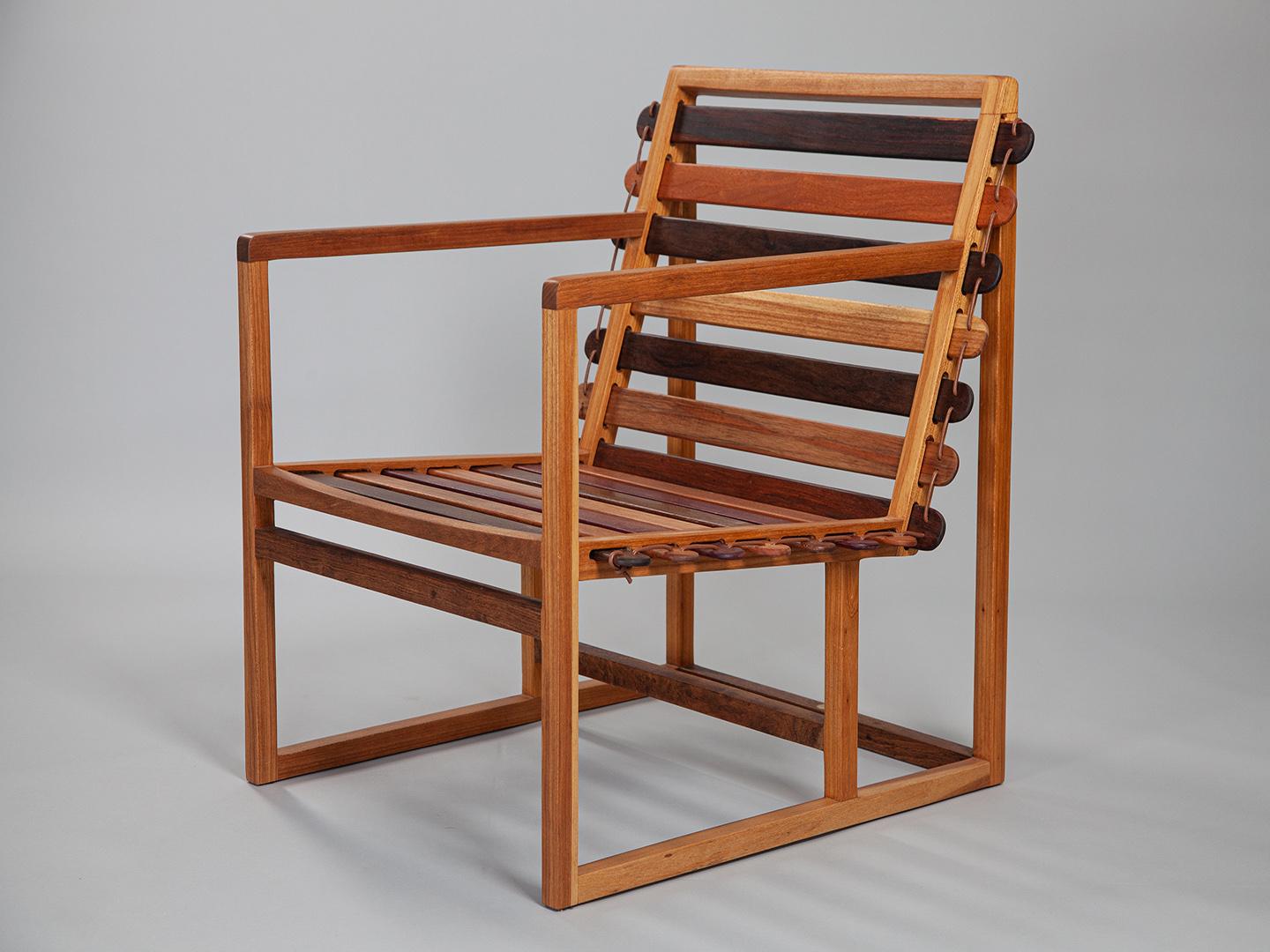 Brésilien Fauteuil Variously fabriqué à partir de divers Woods brésiliens. en vente