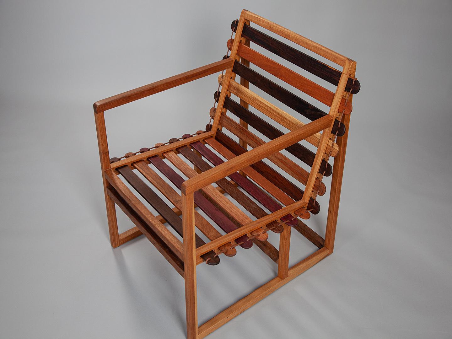 Fait main Fauteuil Variously fabriqué à partir de divers Woods brésiliens. en vente