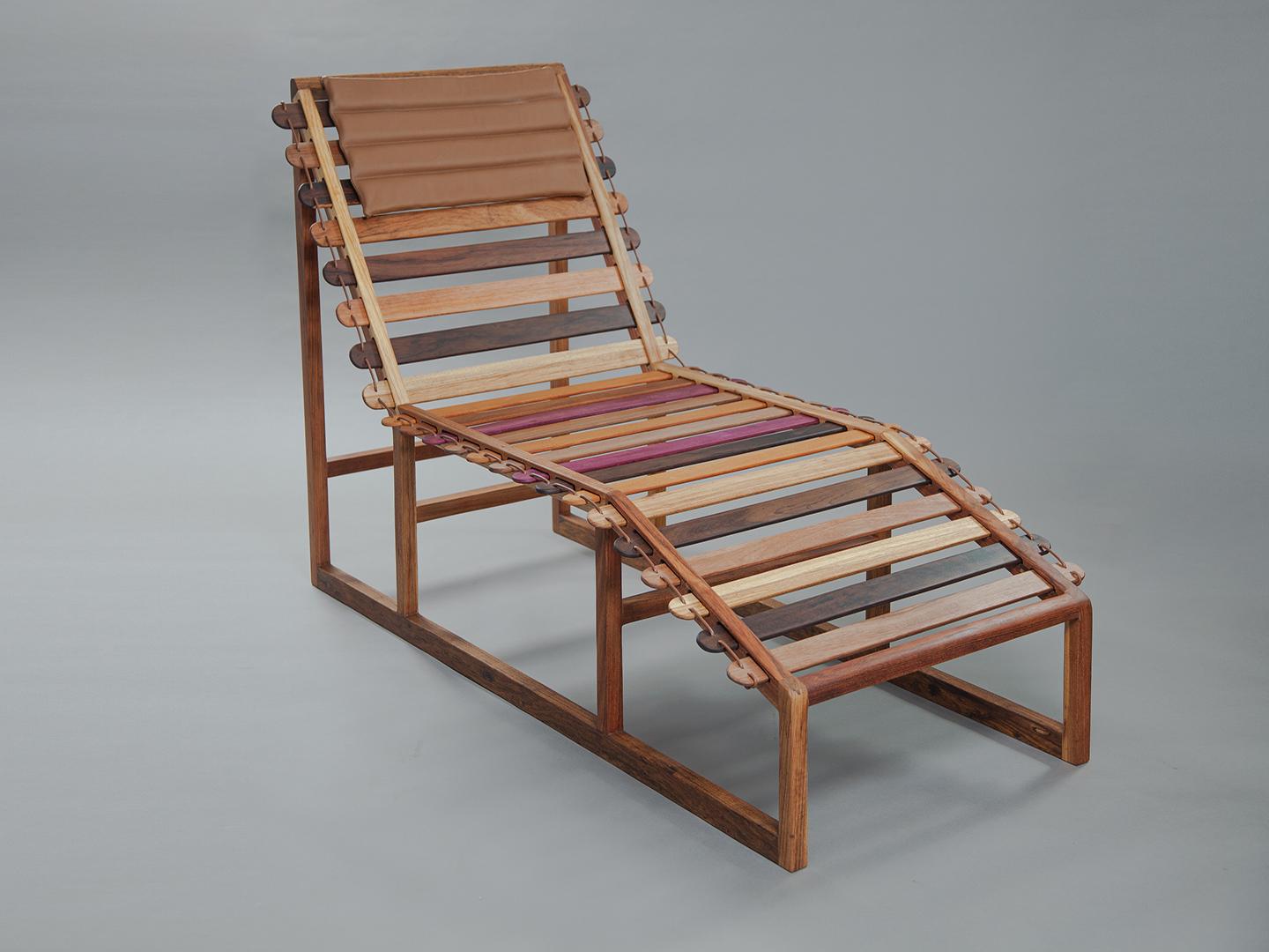 Vino Chaise longue made from various Brazilian woods. For Sale 2
