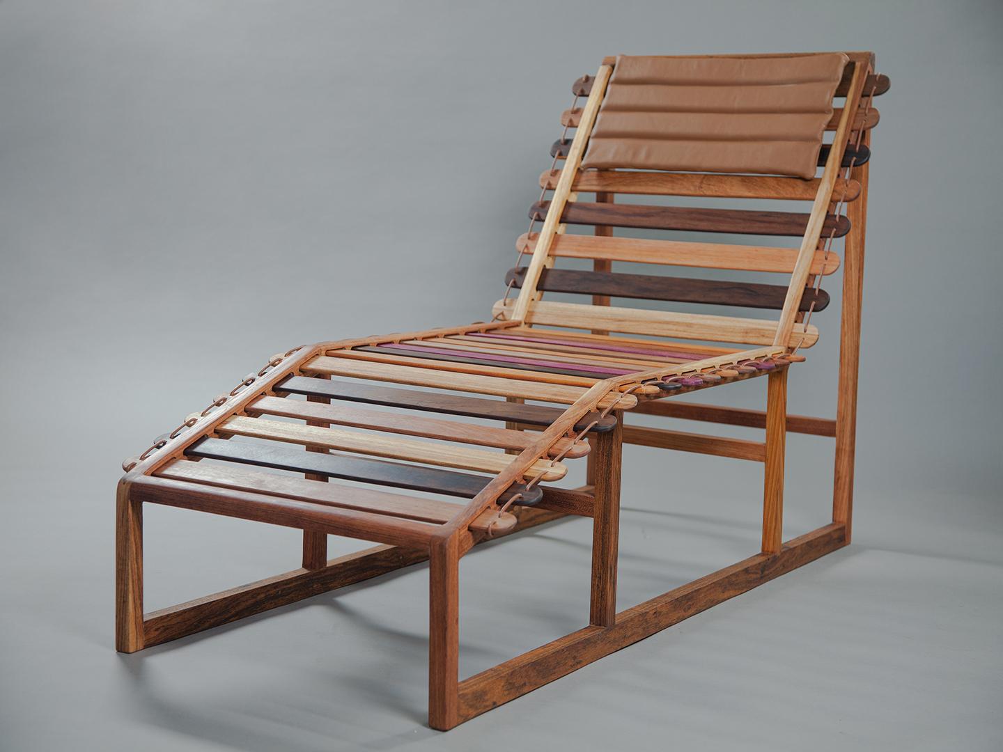 Vino Chaise longue made from various Brazilian woods. For Sale 6