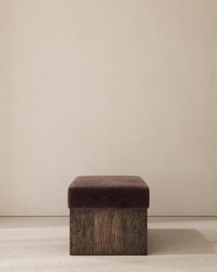 Tabouret Dot Cube - rembourré en mohair bourgogne