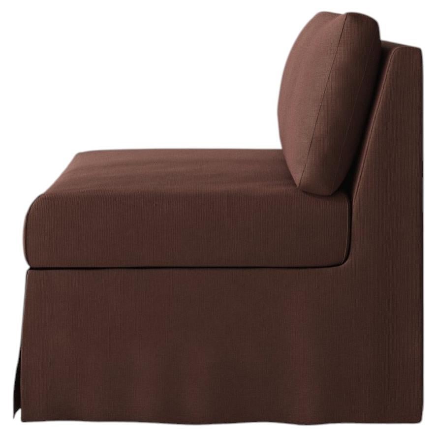 Modular Armless Skirted Armchair - Upholstered in Burgundy Linen For Sale