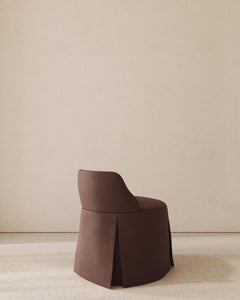 Dressing Room Chair with Pleated Skirt - Upholstered in Burgundy Linen