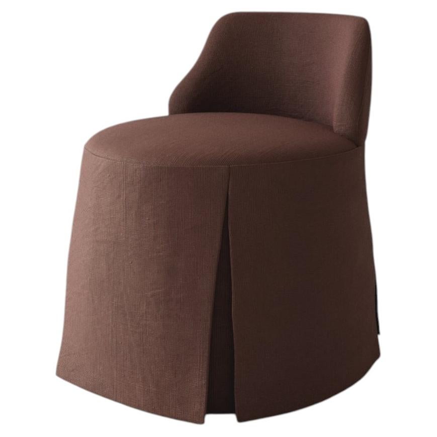Dressing Room Chair with Pleated Skirt - Upholstered in Burgundy Linen