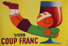 'Vins Coup Franc' Original Vintage Wine Poster by Saint Genies, C. 1950