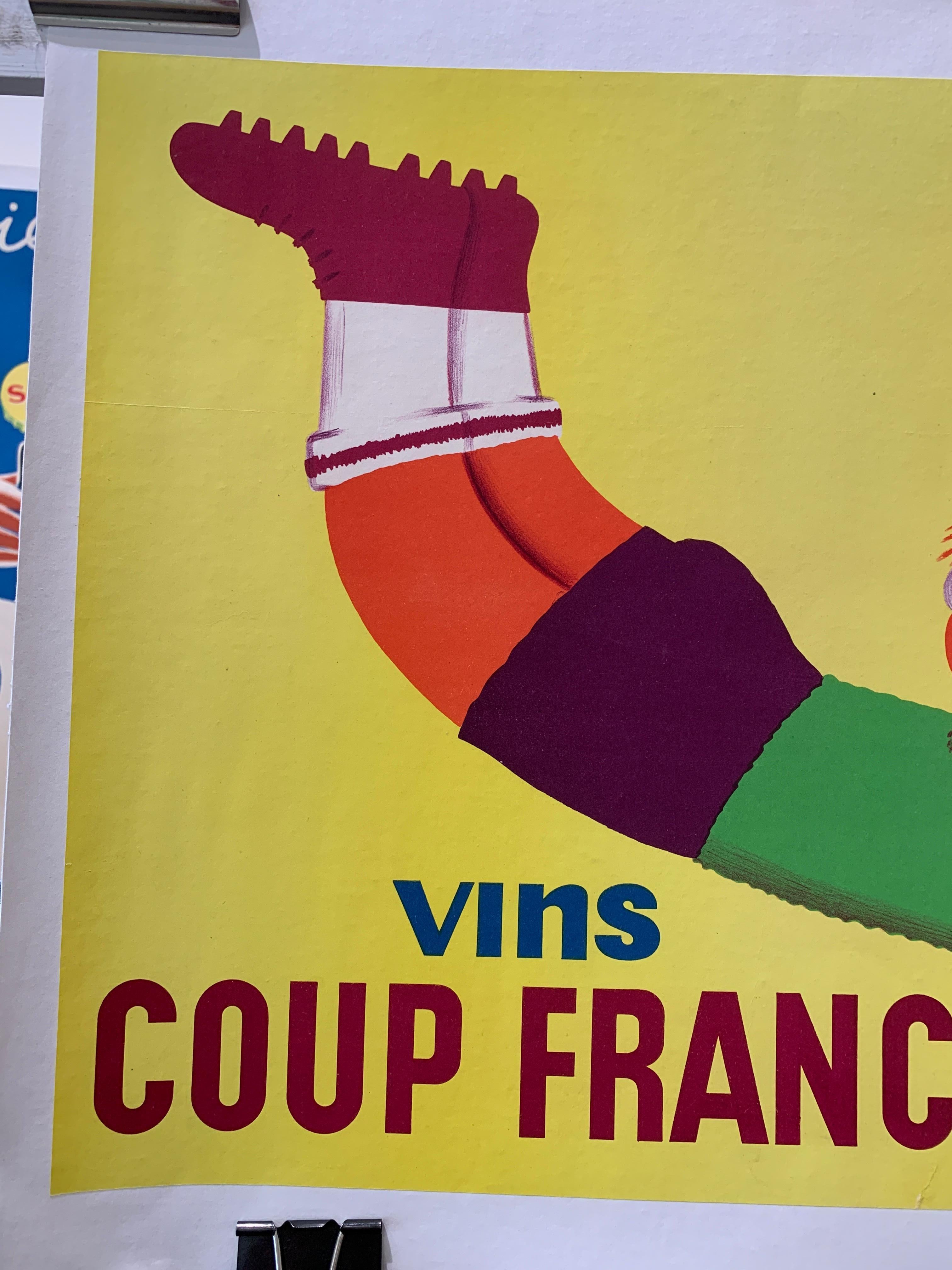 French 'Vins Coup Franc' Original Vintage Wine Poster by Saint Genies, C. 1950 For Sale