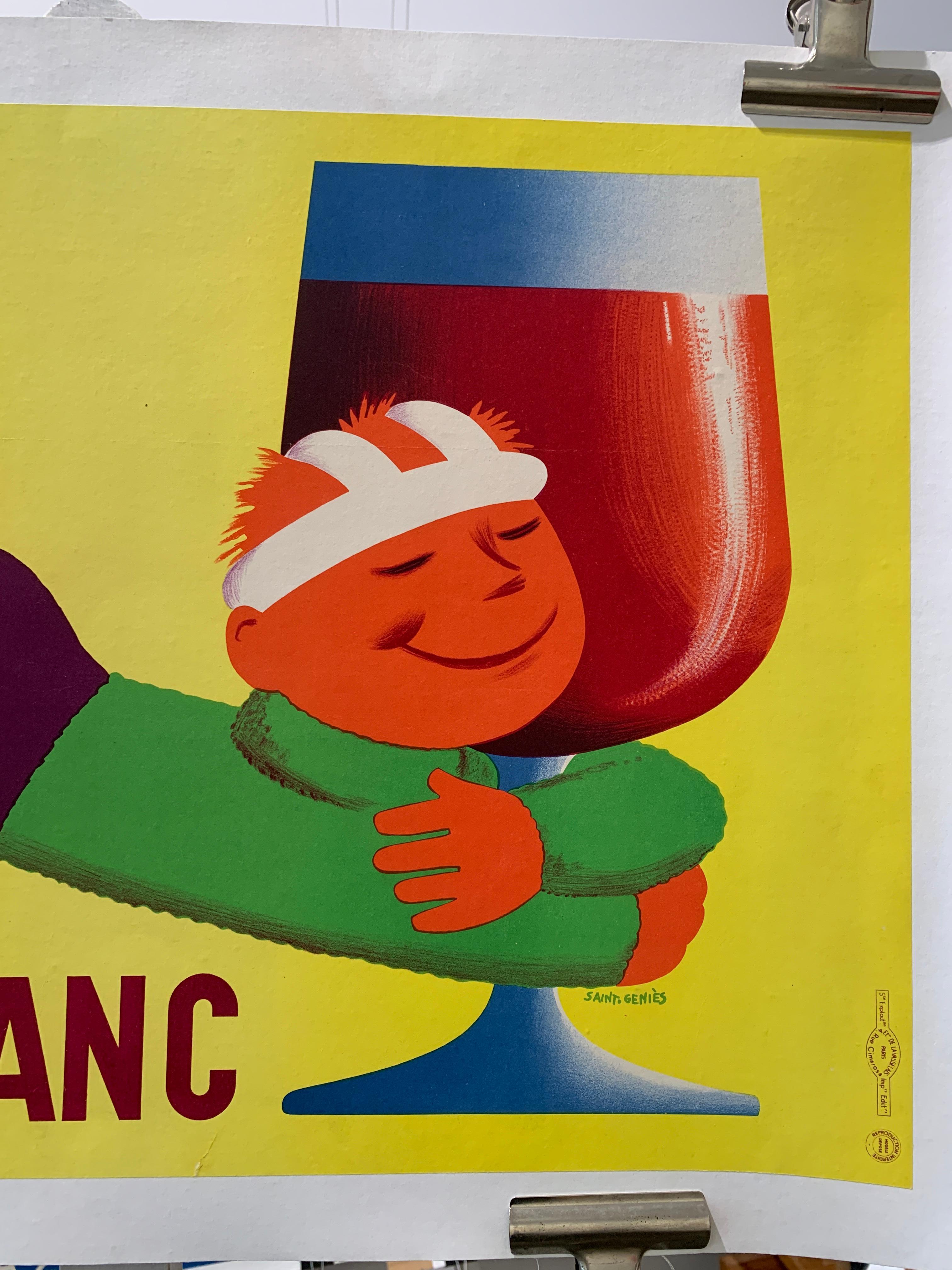 'Vins Coup Franc' Original Vintage Wine Poster by Saint Genies, C. 1950 In Good Condition For Sale In Melbourne, Victoria
