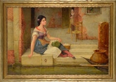 Mädchen am Kanal. Venedig. Wende vom 19. zum 20. Jahrhundert Öl auf Leinwand, 51 × 76 cm. Unterzeichnet