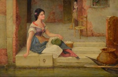 Mädchen am Kanal. Venedig. Wende vom 19. zum 20. Jahrhundert Öl auf Leinwand, 51 × 76 cm. Unterzeichnet