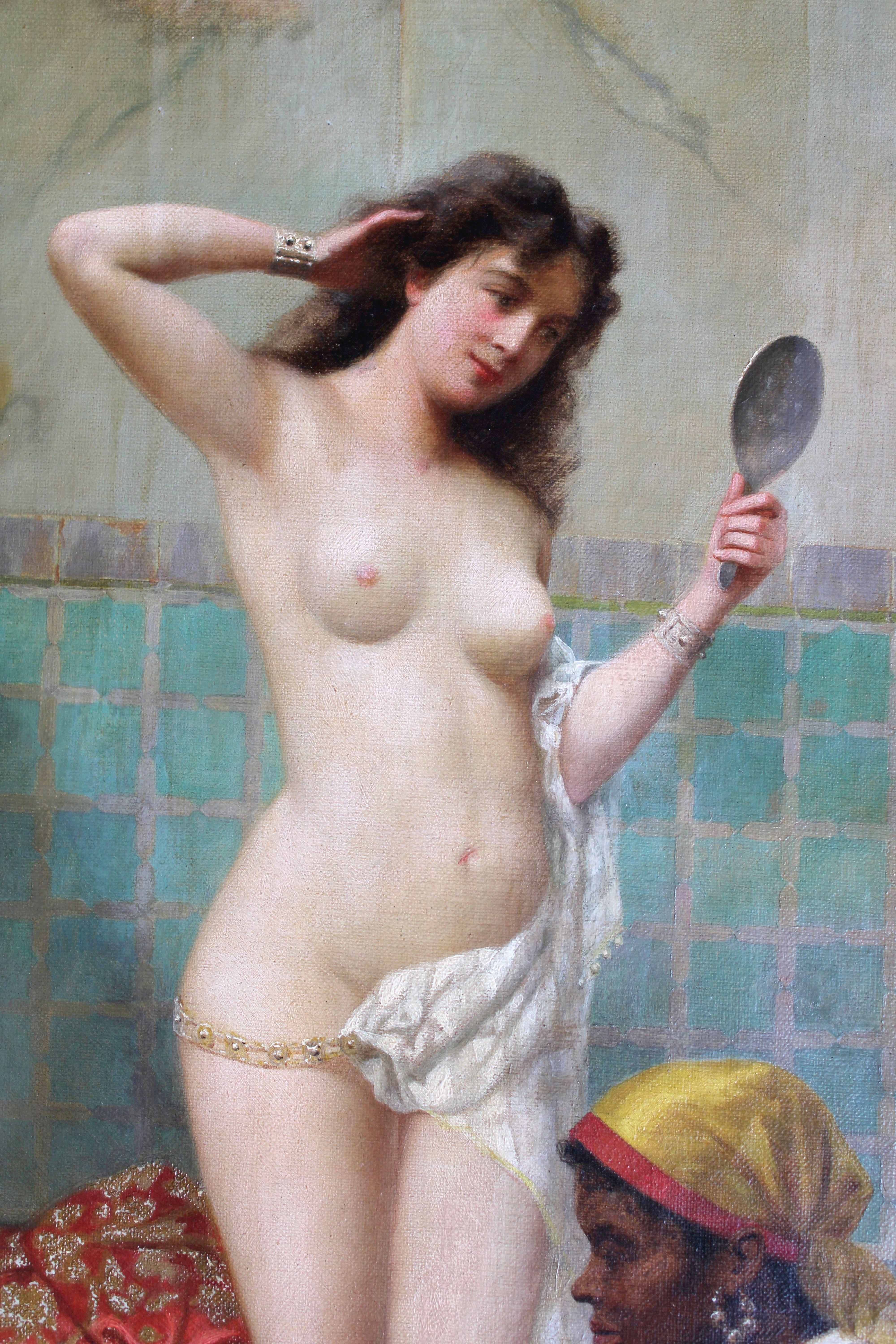The Bath. Late 19th Century. Oil on canvas, 61x46 сm - Realist Painting by Vinsent G. Stiepevich