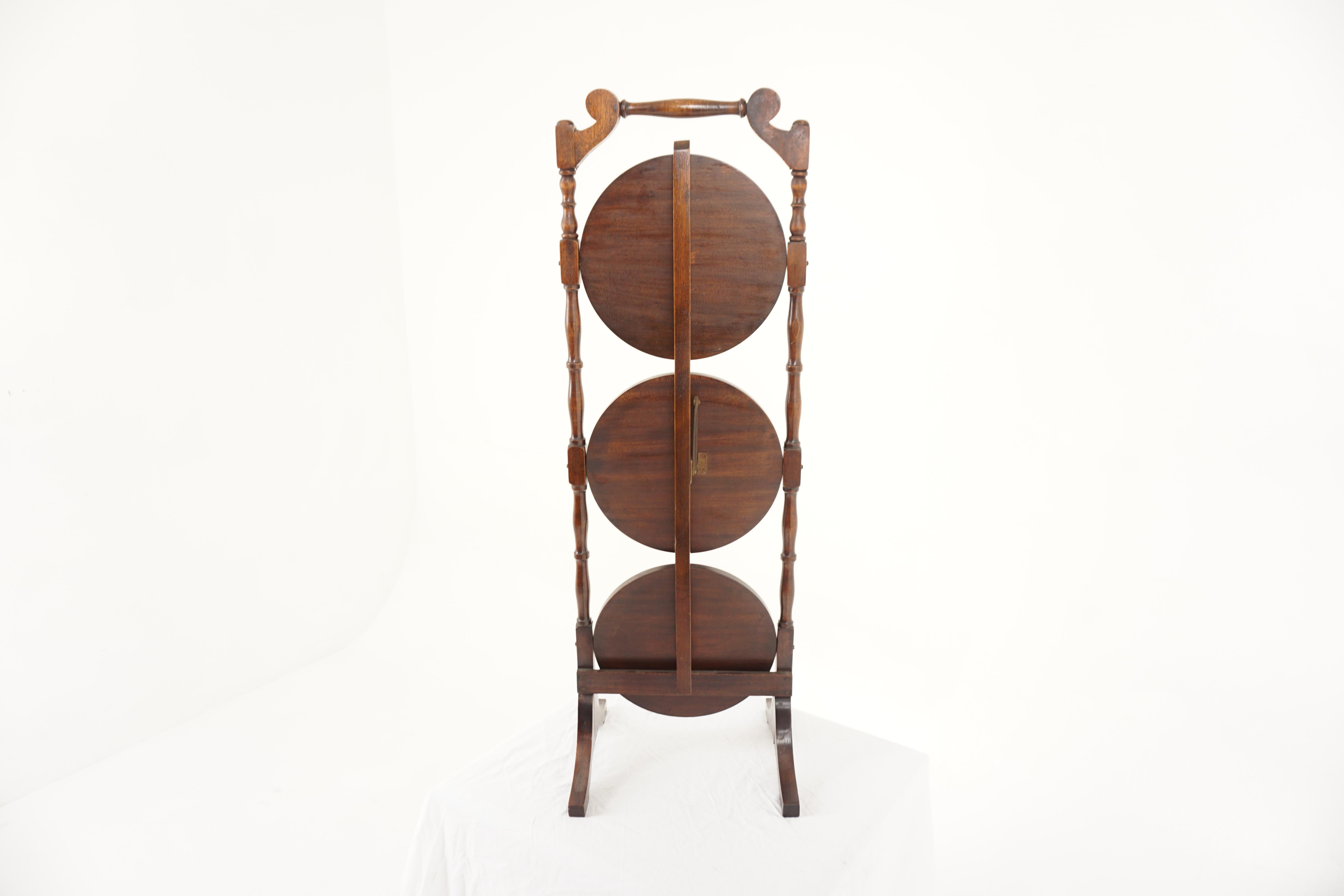 Mid-20th Century Vint. Solid Walnut 3 Tier Folding Cake Stand, Plant Stand, Scotland 1930, H879