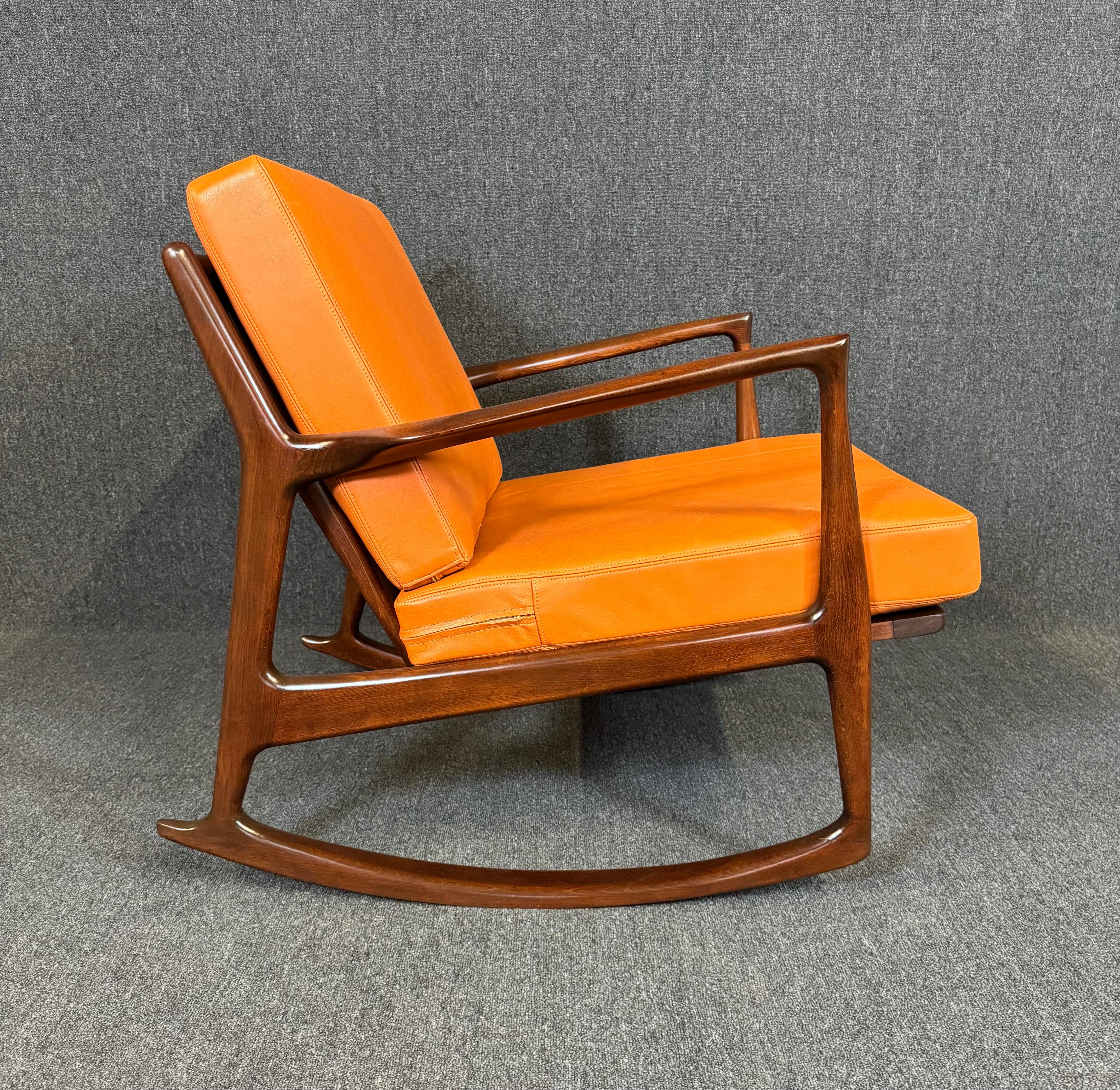Scandinavian Modern Vintage Danish Mid Century Modern Rocking Chair by Kofod Larsen for Selig For Sale
