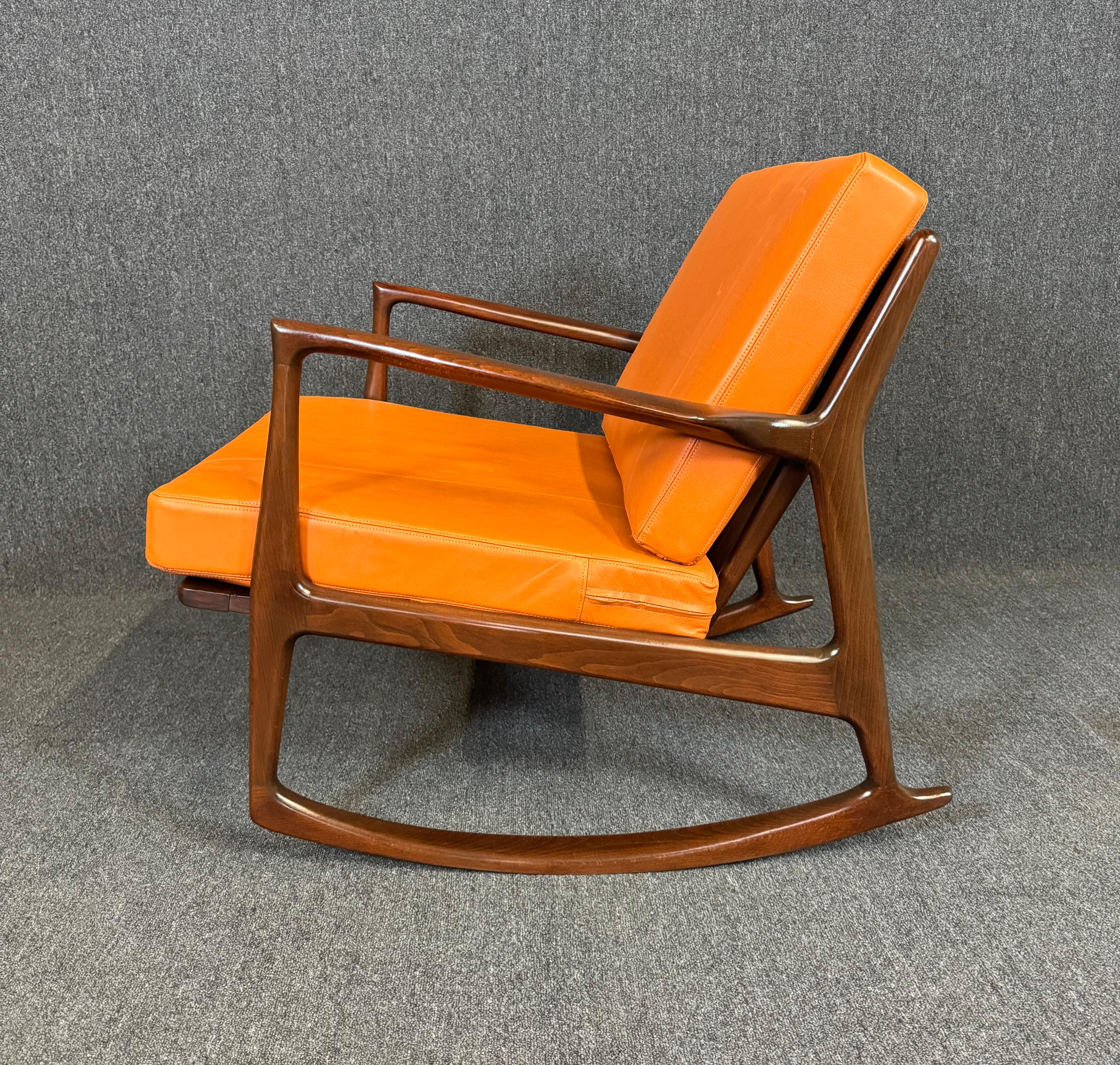 Woodwork Vintage Danish Mid Century Modern Rocking Chair by Kofod Larsen for Selig For Sale