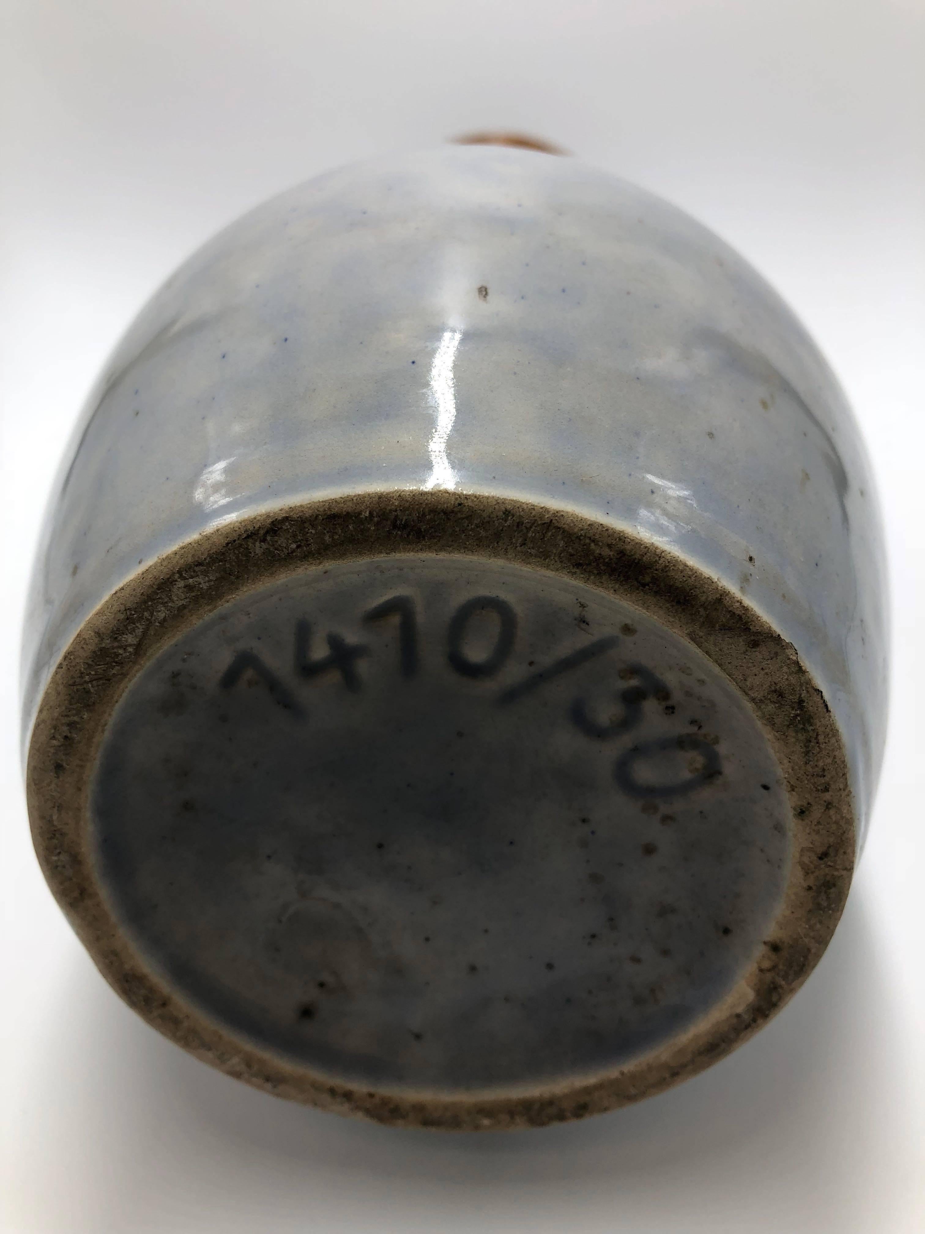 Vintage Ü-Keramik, Übelacker Vase, West Germany Ceramics, Pale Blue Vase For Sale 1