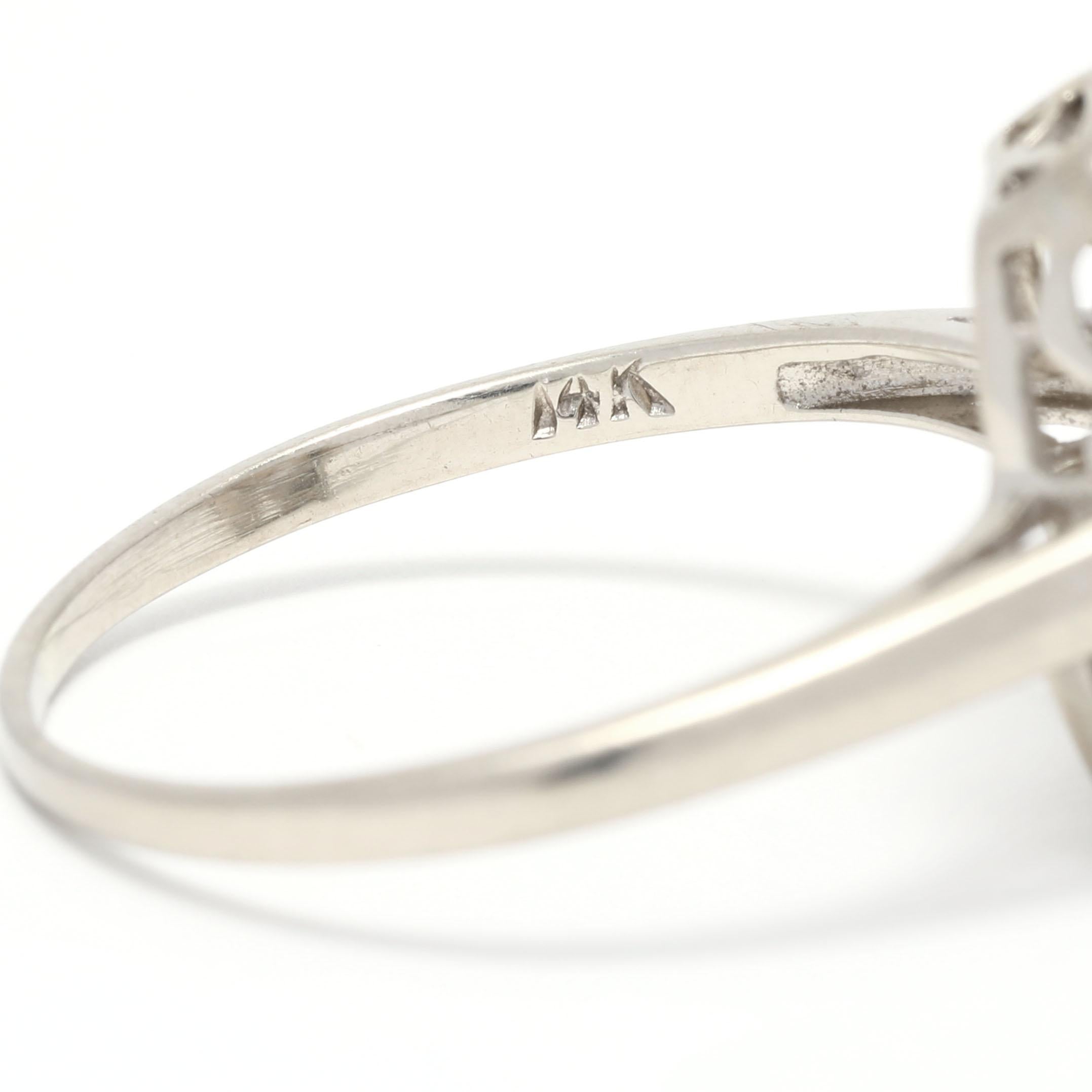 Vintage 0.03ctw Diamond Navette Ring, 14k White Gold, Ring, circa 1950 In Good Condition For Sale In McLeansville, NC