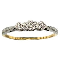 Retro 0.05ct 3-Stone Diamond Ring in 18ct Yellow Gold/Platinum