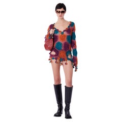 Vintage 00's Jersey de borlas de lana multicolor